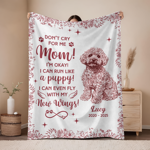 Dog Toile De Jouy Don't Cry For Me Mom - Personalized Blanket CH07 896086