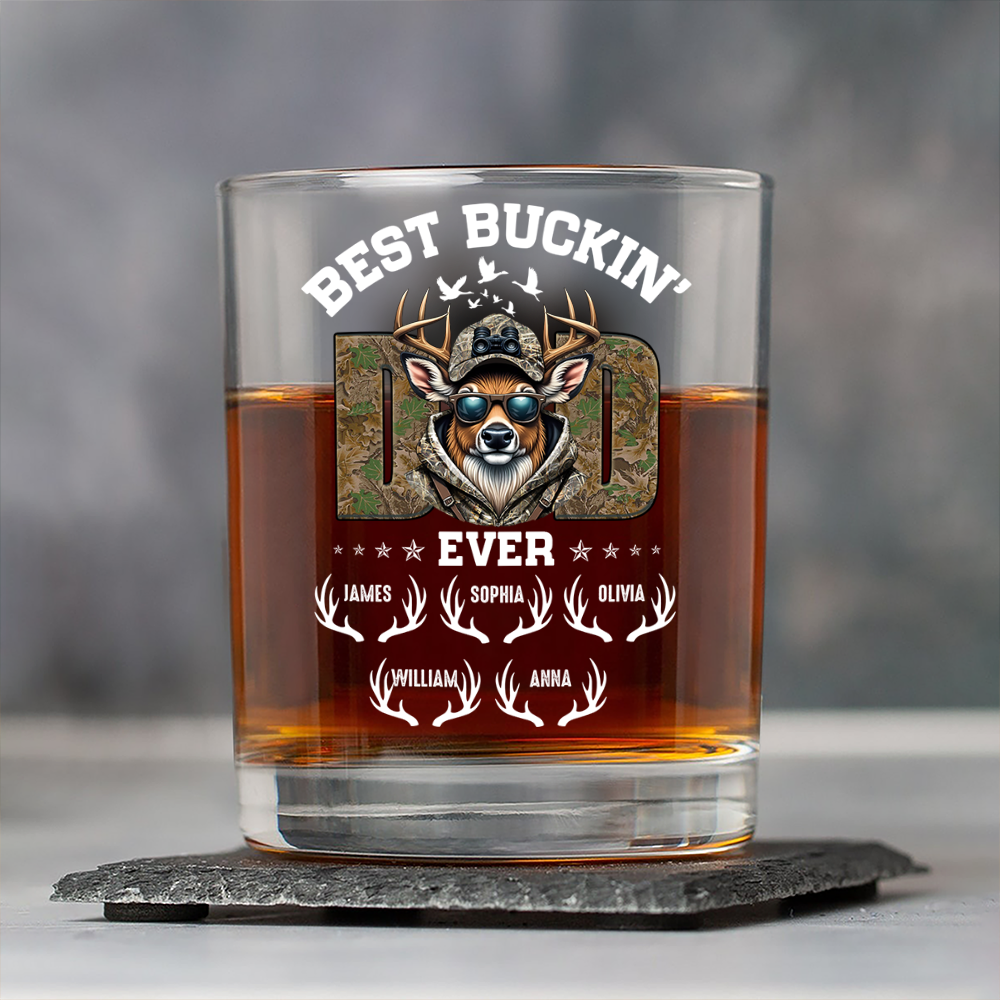 Best Buckin' Dad Hunter Whiskey Glass Personalized Gift For Hunter, Dad HO82 893806