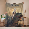 Custom Photo Boy Riding Dinosaur Kid Blanket Back To School Gift For Son Daughter CH07 896468