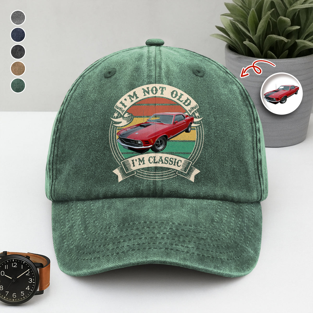 This Is How I Roll - Custom Car Photo Route 66 Vintage Washed Denim Baseball Cap CH07 896426