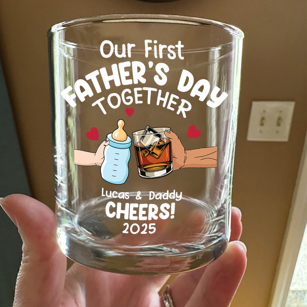 Personalized Funny Our First Fathers Day Rock Glass LM32 893665