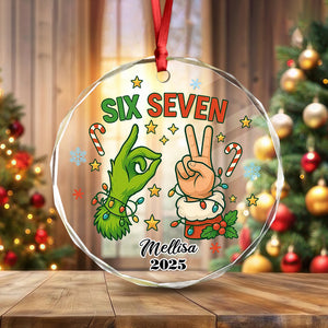 Personalized Funny ‘Six Seven’, Holiday Glass Xmas Decor Glass Ornament HA75 898306