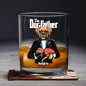 Custom Dog Photo The Dogfather Whiskey Glass Personalized Gift For Dog Dad HO82 893870