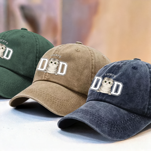 Personalized Dog Cat Dad Washed Denim Baseball Cap Gift For Father's Day HO82 893954