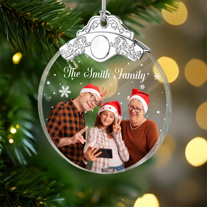 Custom Photo Family Metal Glass Ornament For Christmas HA75 892858
