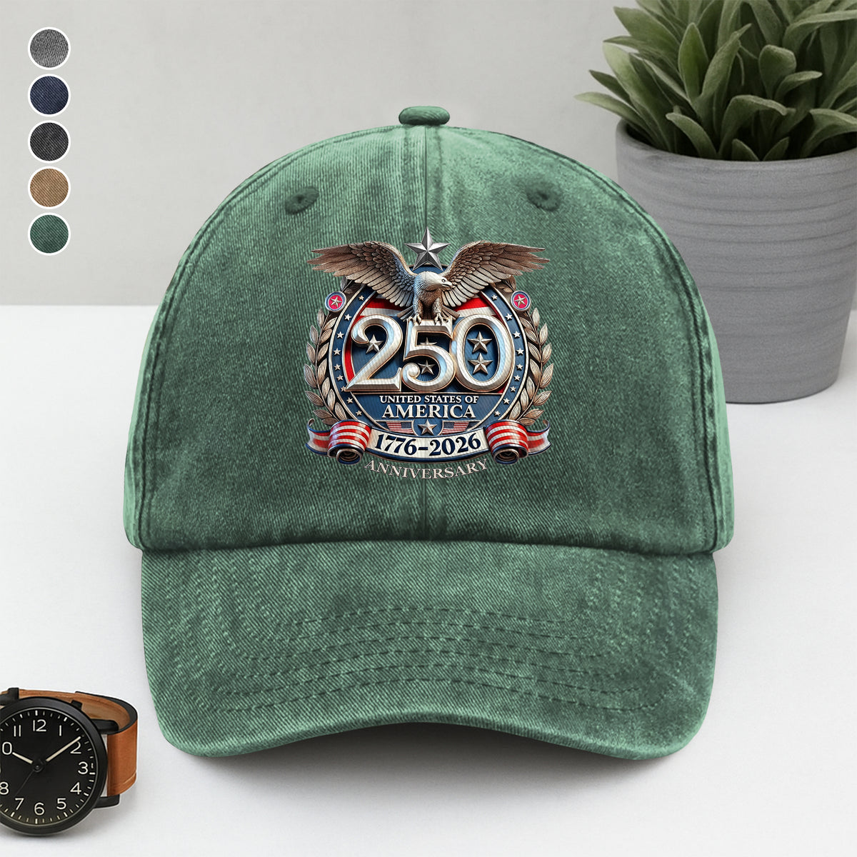 USA Eagles 250th Anniversary Semiquincentennial 1776-2026 Washed Denim Baseball Cap LM32 897785