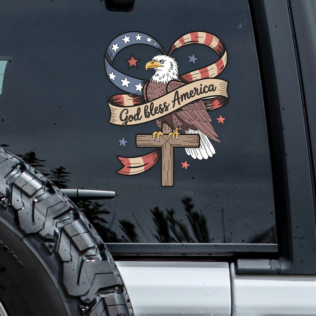 God Bless America Car Window Decal Sticker HA75 920140