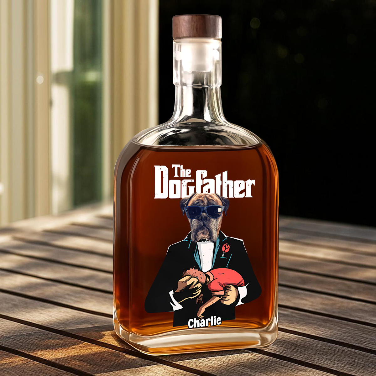 Custom Dog Photo The Dogfather Whiskey Bottle Dog Lovers Gift HO82 894046