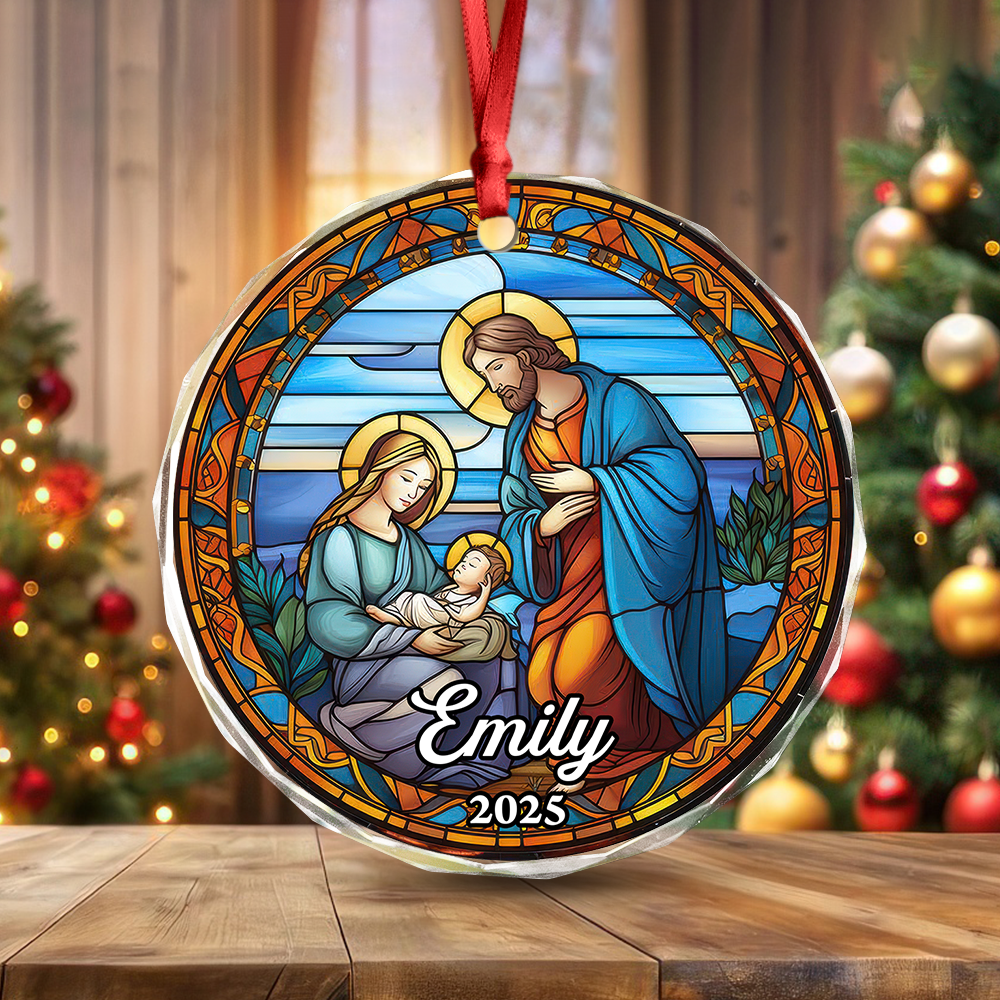 Custom Name Personalized Christmas Glass Ornament HA75 897816
