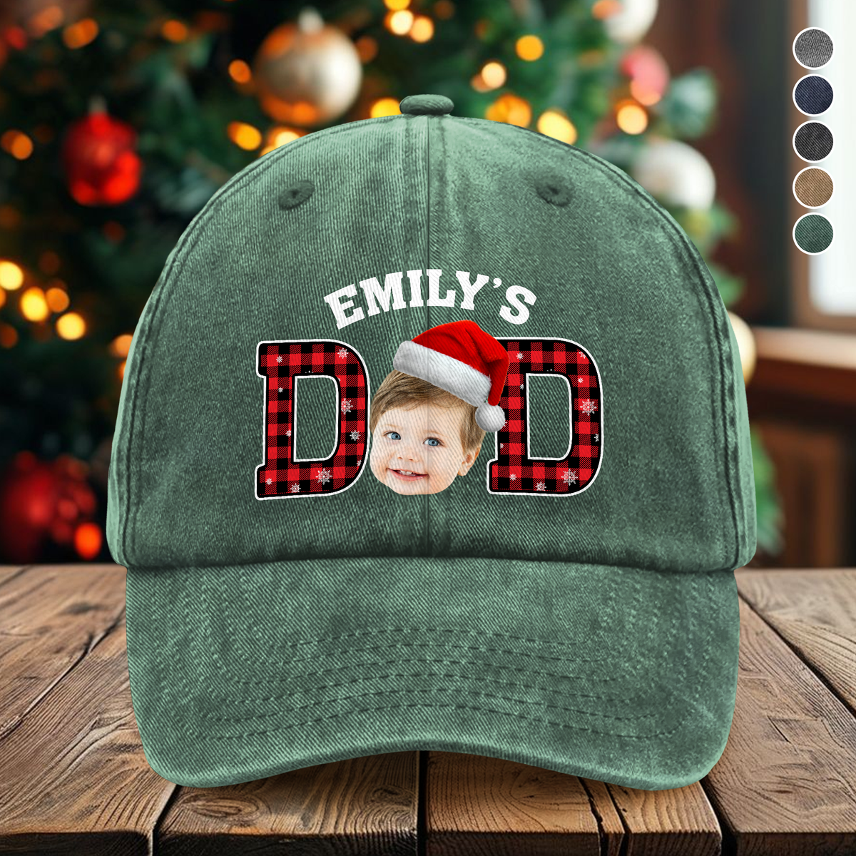 Custom Kid Face Washed Denim Baseball Cap Christmas Gift For Dad Mom HO82 894402