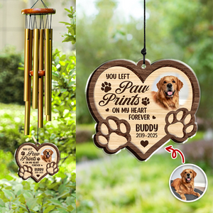 Custom Photo You Left Paw Prints On My Heart Memorial Acrylic Wind Chimes TH10 894285