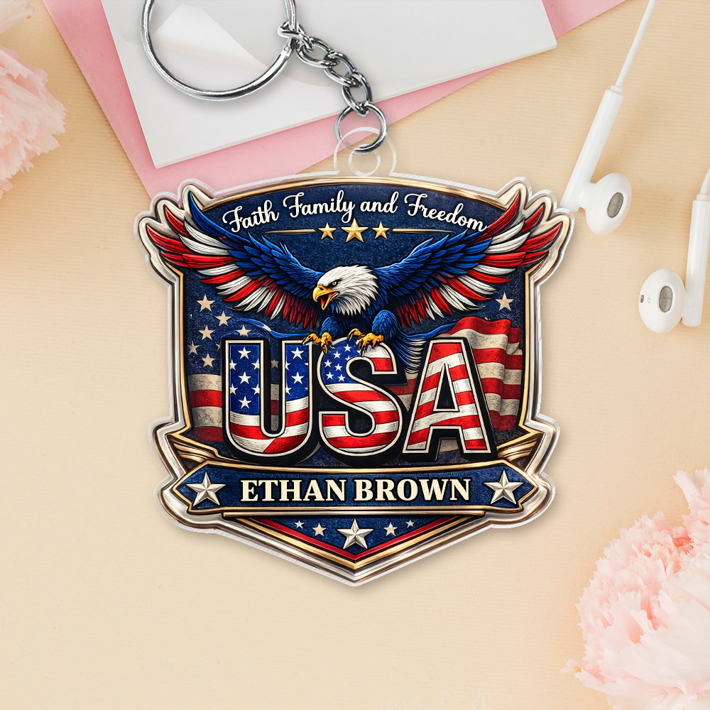 Personalized Faith, Family & Freedom 250 Years America Acrylic Keychain HA75 921016