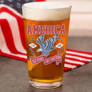 America 1776 - 2026 250 Years Of Freedom Print Beer Glass HA75 897028
