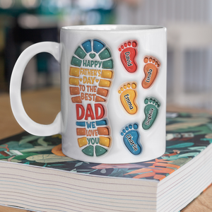 Happy Father's Day Custom Dad and Kids Footprint 3D Inflated Printed Mug CH07 895290