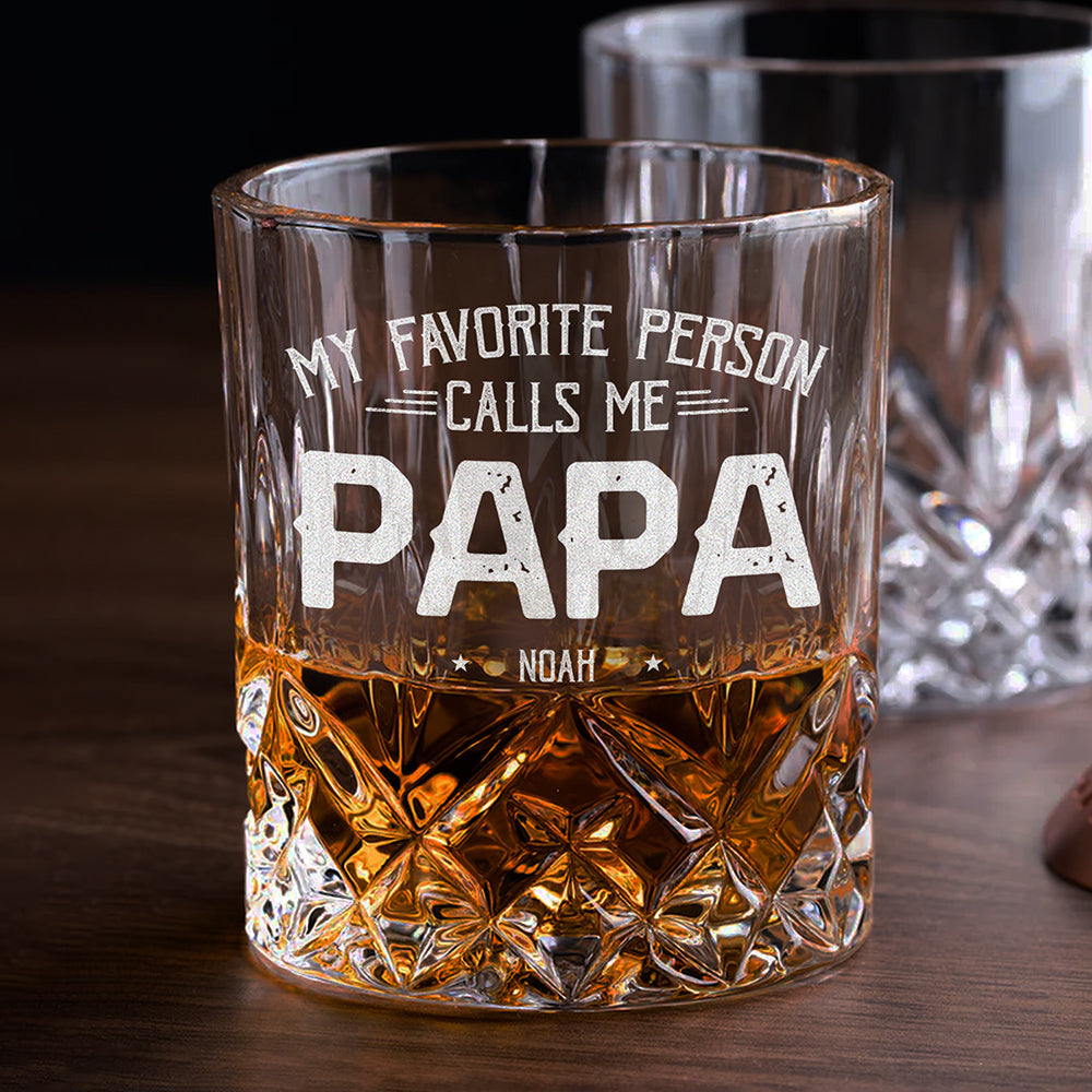 My Favorite People Call Me Papa Engraved Whiskey Glass Set with Wooden Box HA75 898036