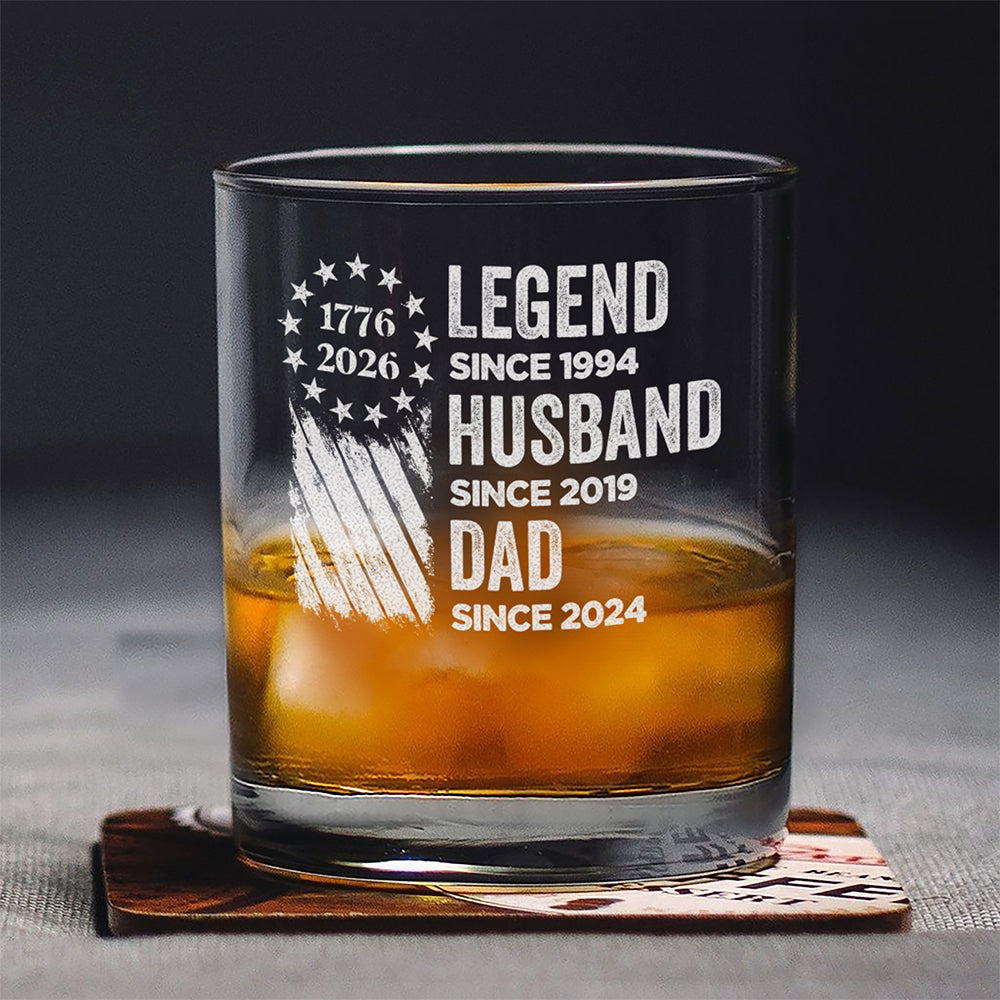 Personalized Legend, Husband, Dad And Grandpa Engraved Rock Glass HA75 920594
