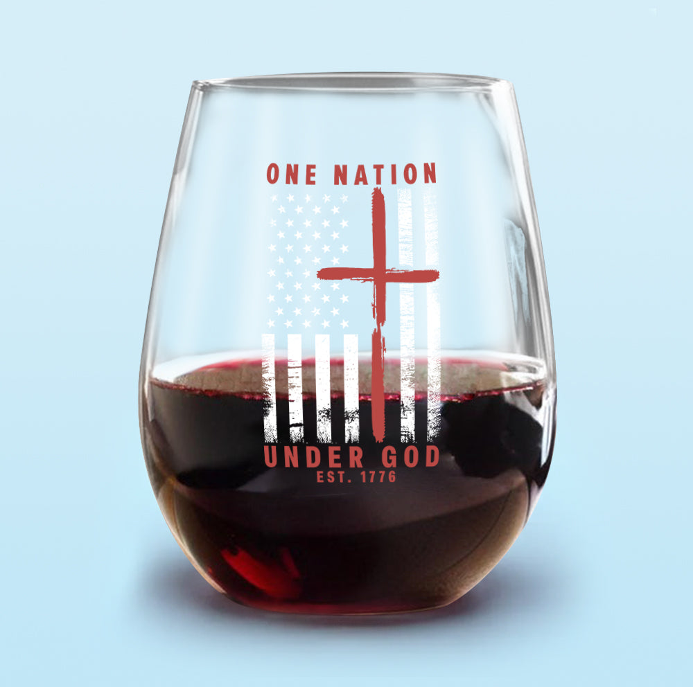 One Nation Under God Est 1776 Freedom Wine Glass LM32 895457