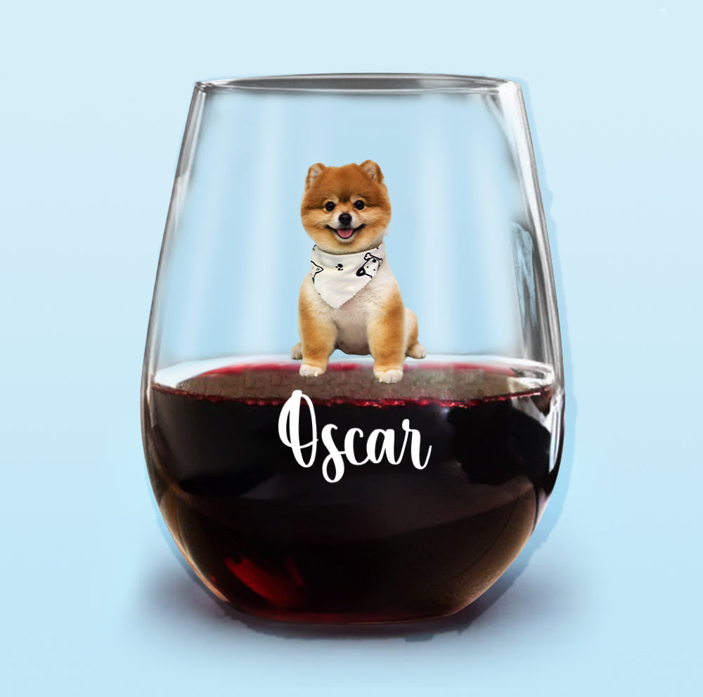 Custom Dog Photo Wine Glass – Personalized Gift for Pet Lover TH10 169089