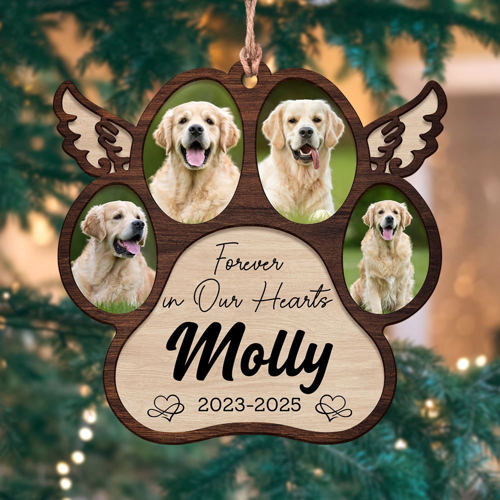 Personalized Pet Memorial Paw Wood Ornament HO82 894376