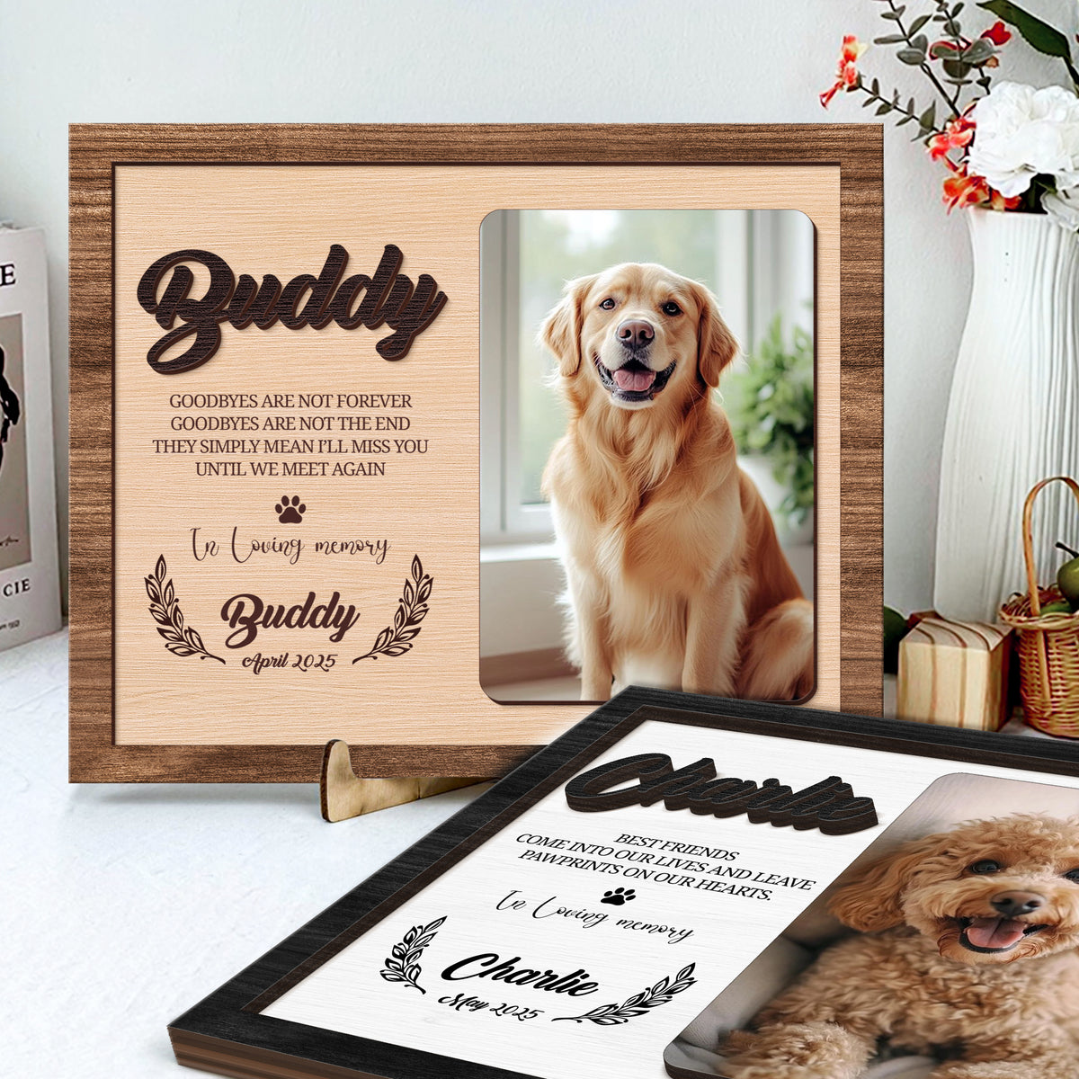 Custom Pet Photo Wooden Memorial Plaque, Gift For Dog And Cat Lovers HO82 894320
