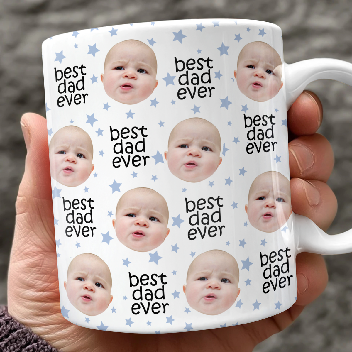 Custom Face Best Dad, Mom Ever Colored Stars Print Full Mug - Gift for Parents LM32 669023