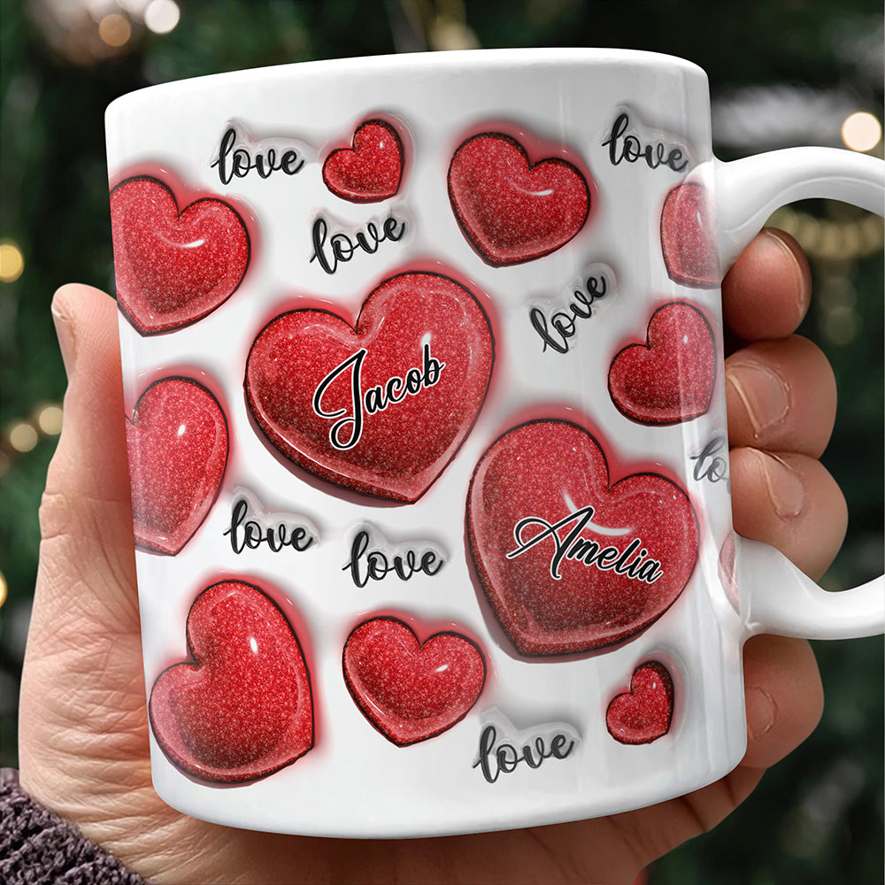 Personalized Custom Name Love Heart Valentine 3D Inflated Effect Mug For Couple TH10 896973