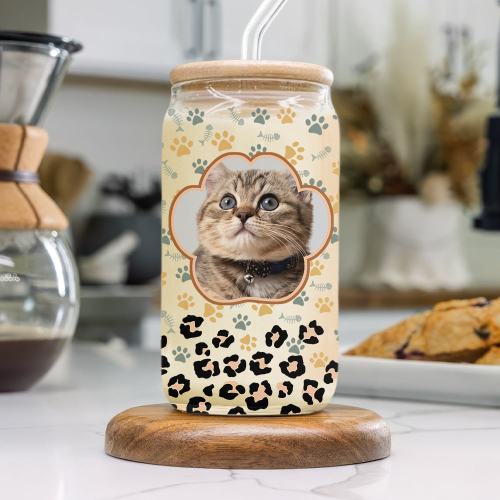 Custom Photo Leopard Pet Mom Mother's Day Glass Can With Lid TH10 892523