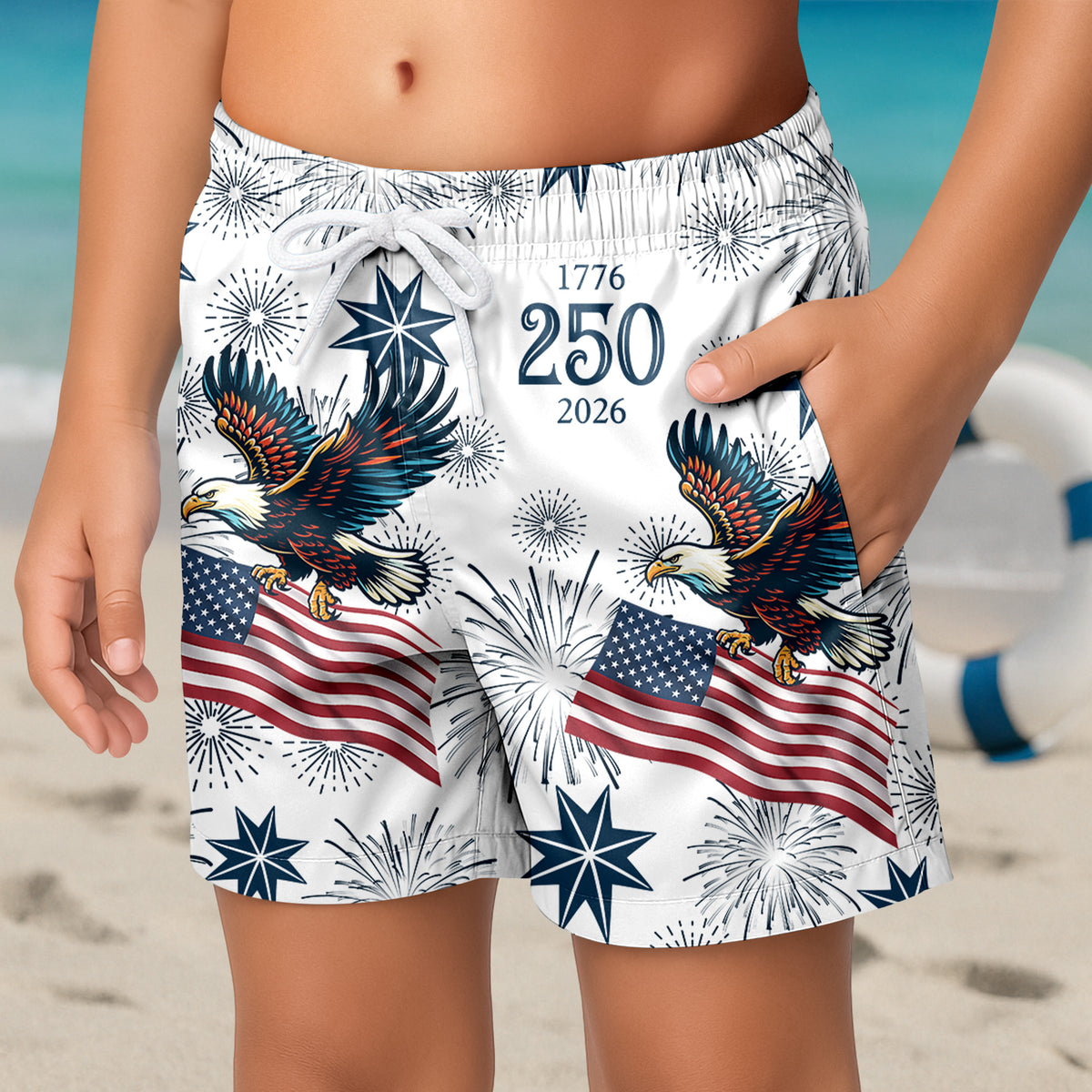 America Anniversary 1776–2026 Eagle Kid Beach Short TH10 169399