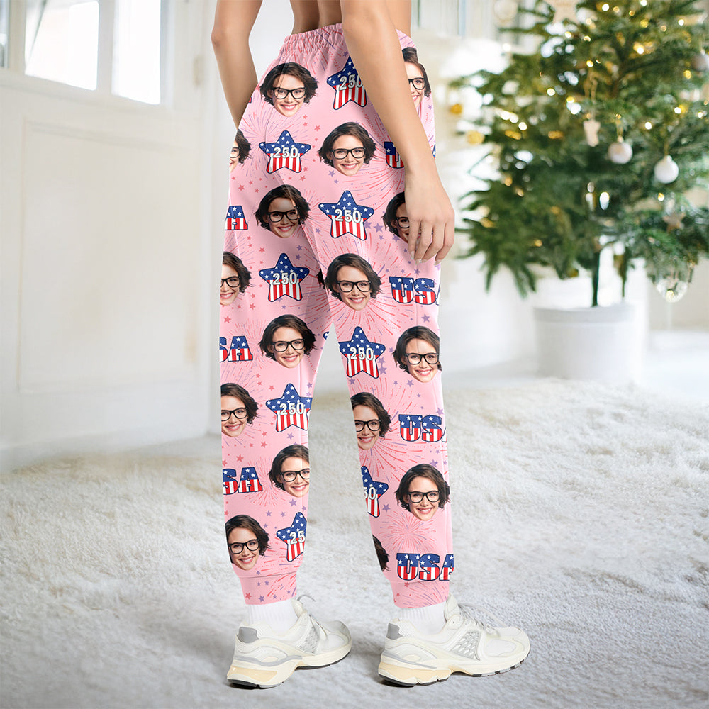 Custom Face Celebrate 250 Years America Anniversary 250th Independence Day Sweatpants CH07 899748