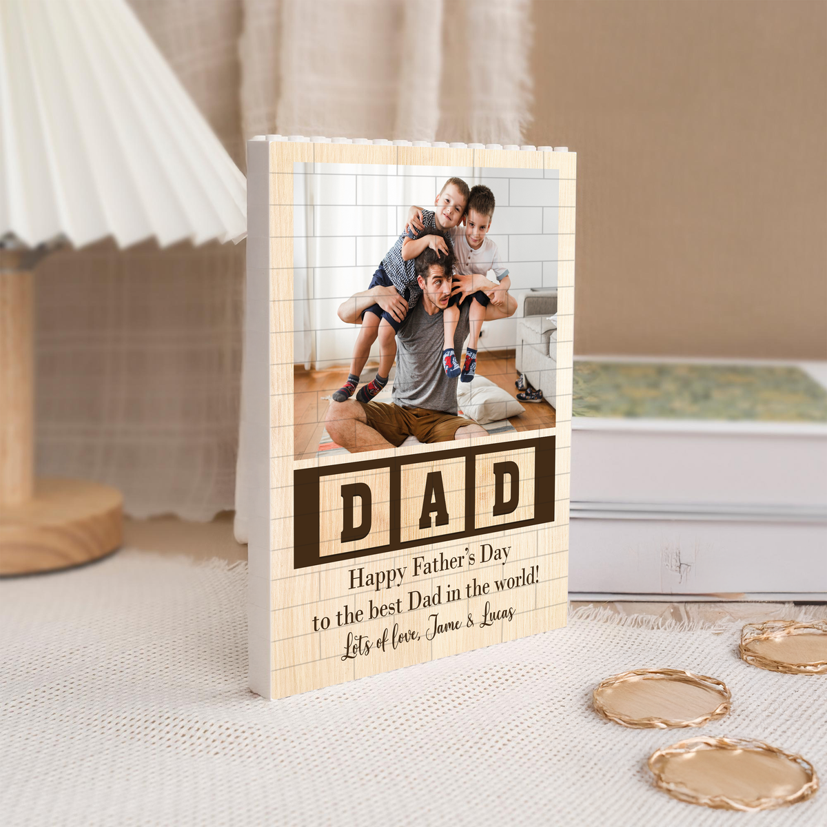 Custom Photo Happy Father's Day To The Best Dad Building Brick Blocks LM32 893561