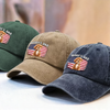 Custom Photo America Dog Dad Washed Denim Baseball Cap CH07 896014