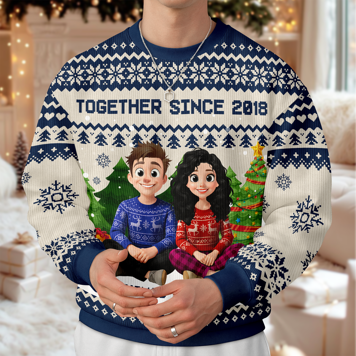 Personalized 3D Cute Couple Together Since Love Each Other Ugly Sweater LM32 897161