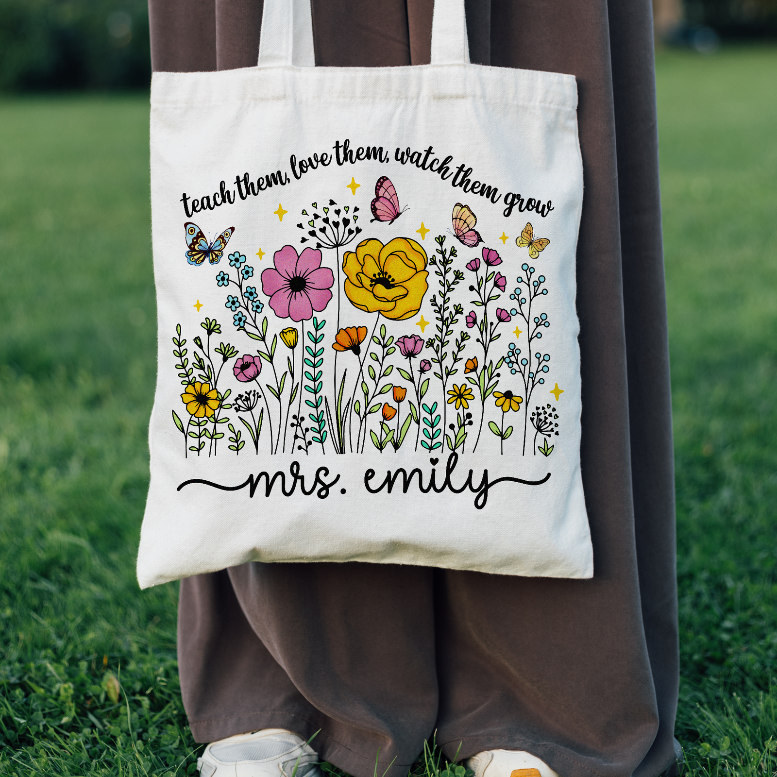 Teach Them Love Them Watch Them Grow Teacher Tote Bag Appreciation Gift For Teacher CH07 896150