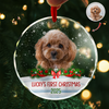Custom Photo Dog First Christmas Glass Ornament HA75 897258