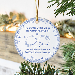 No Matter Where We Go Toile De Jouy Style Personalized Ceramic Ornament HA75 898116