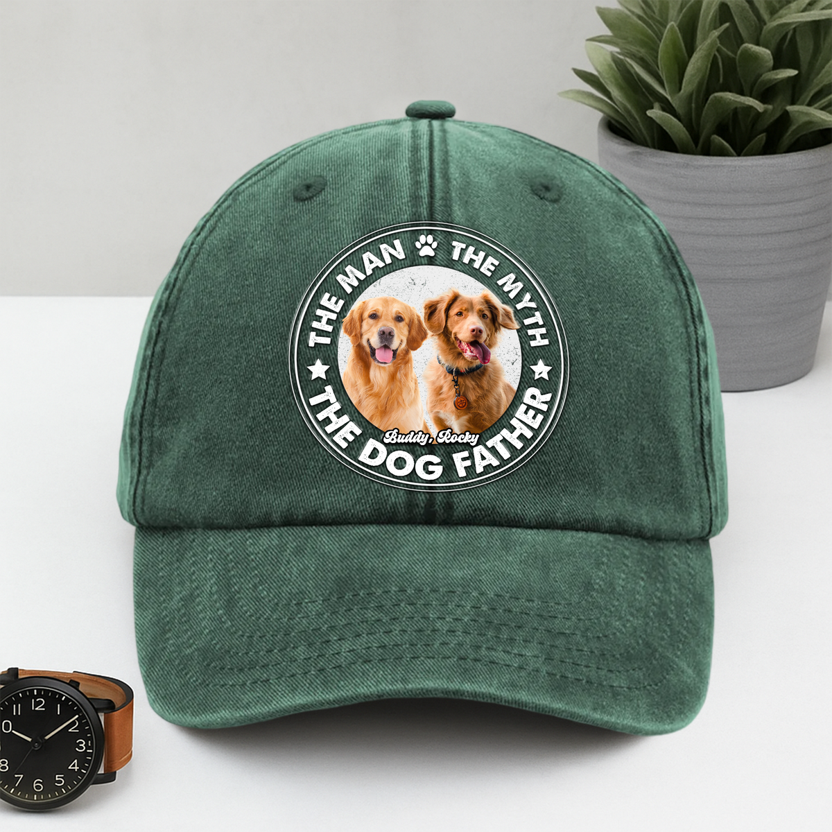 Custom Photo The Man The Myth The Dog Father Washed Denim Baseball Cap CH07 895864