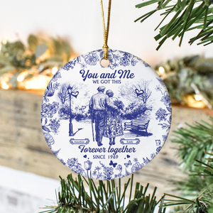 From Our First Kiss Till Our Last Breath Toile De Jouy Ceramic Ornament Personalized Gift For Couple, Wife, Husband HO82 894706