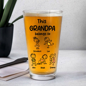 Personalized This Grandpa Belongs To Grandchildren Print Beer Glass HA75 892212