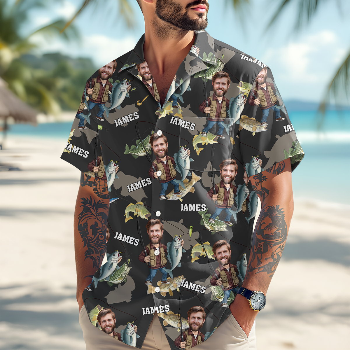 Custom Photo Dad Fishing - Personalized Reel Cool Dad Hawaiian Shirt For Fishing Lover CH07 895748