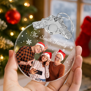 Custom Photo Family Metal Glass Ornament For Christmas HA75 892858