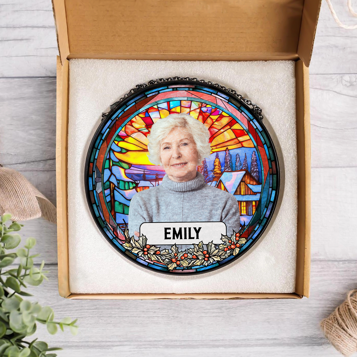 Custom Photo and Name Grandparent Memorial Stained Glass Suncatcher HA75 897150