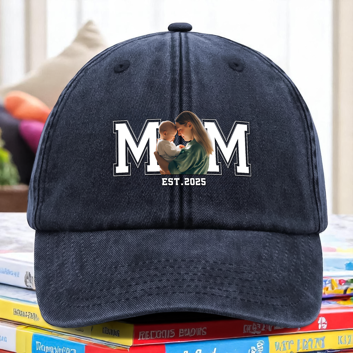 Custom Photo Dad & Kid Washed Denim Baseball Cap Father's Day, Gift For Dad CH07 895918