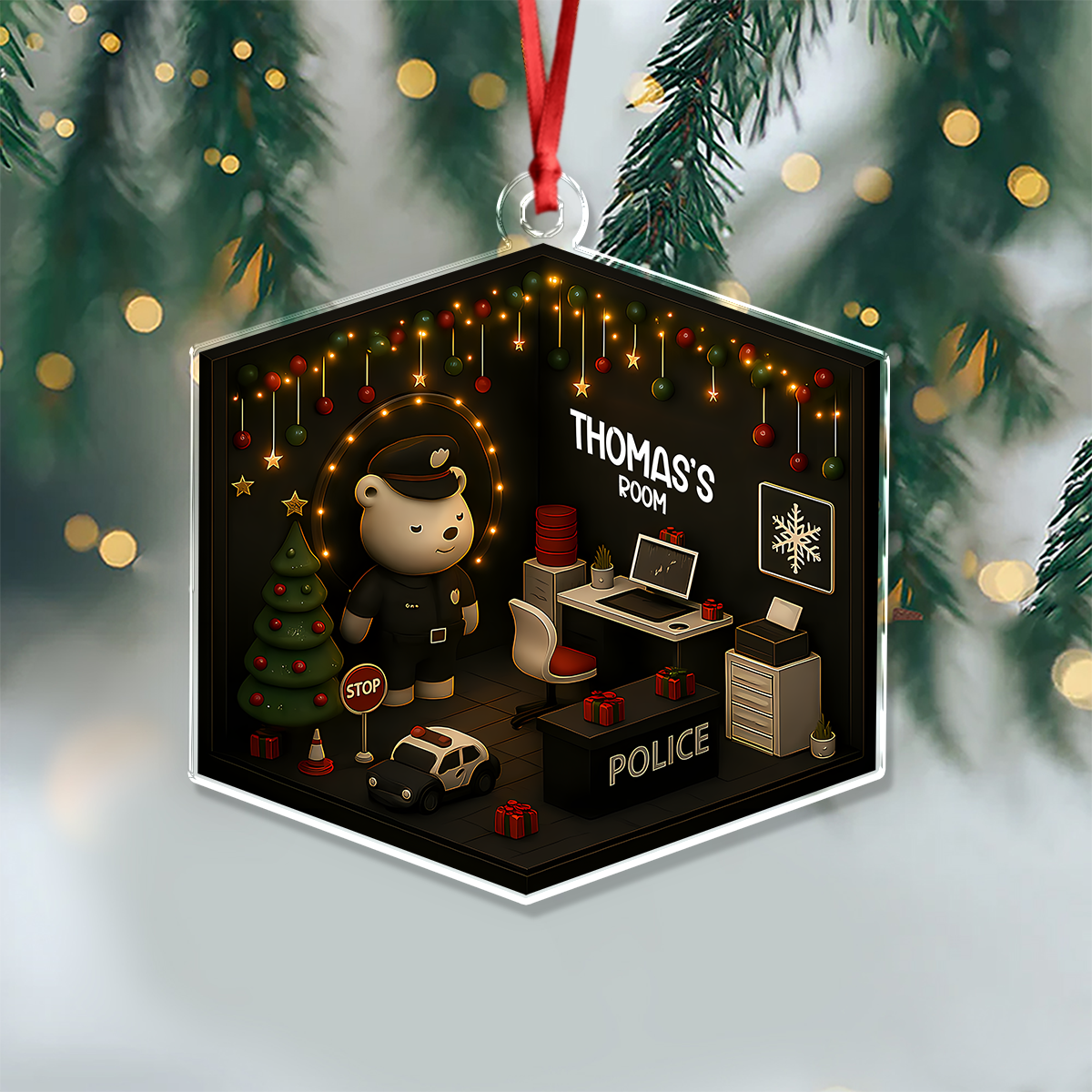 Personalized 2D Flat Acrylic Ornament Christmas Gift for Dental, Nurse, Teacher, Police LM32 895053