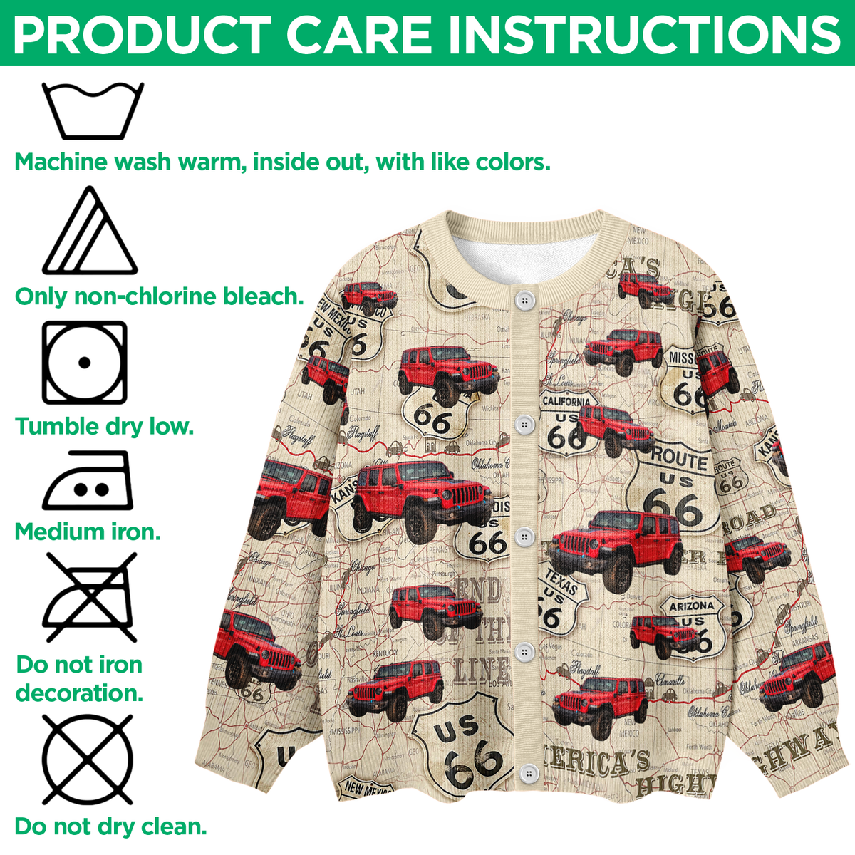 Custom Car Photo Route 66 Vintage Cardigan For Car Lover CH07 899814