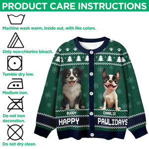 Personalized Happy Pawlidays Christmas Ugly Cardigan For Dog Lover TH10 896347