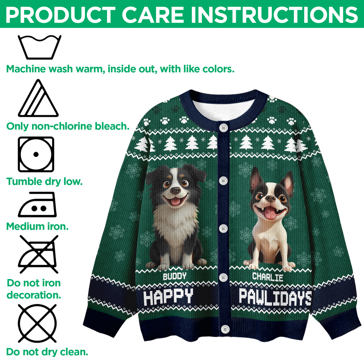 Personalized Happy Pawlidays Christmas Ugly Cardigan For Dog Lover TH10 896347