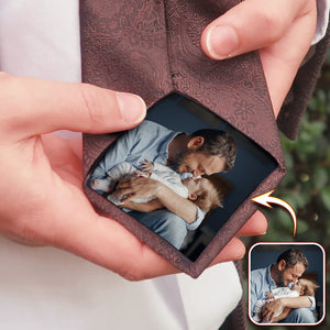 Custom Dad & Daughter, Family Photo Tie Patch For Men Gift For Father, Dad, Grandpa HA75 897892