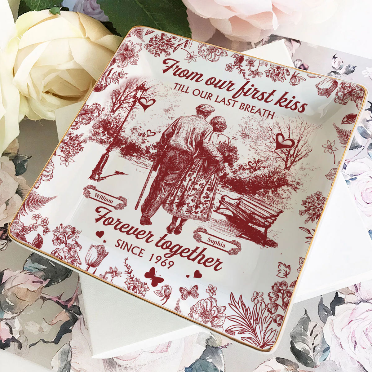 You & Me We Got This Personalized Couple Toile De Jouy Jewelry Dish LM32 893993