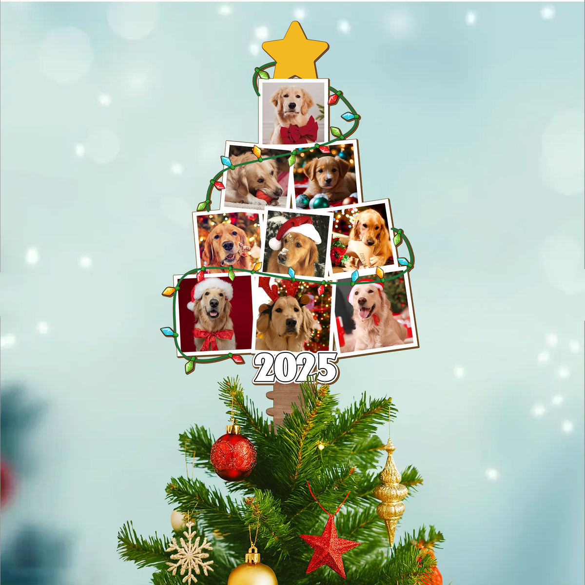 Custom Dog Photo Christmas Tree Acrylic Topper Gift For Dog Lover CH07 899026