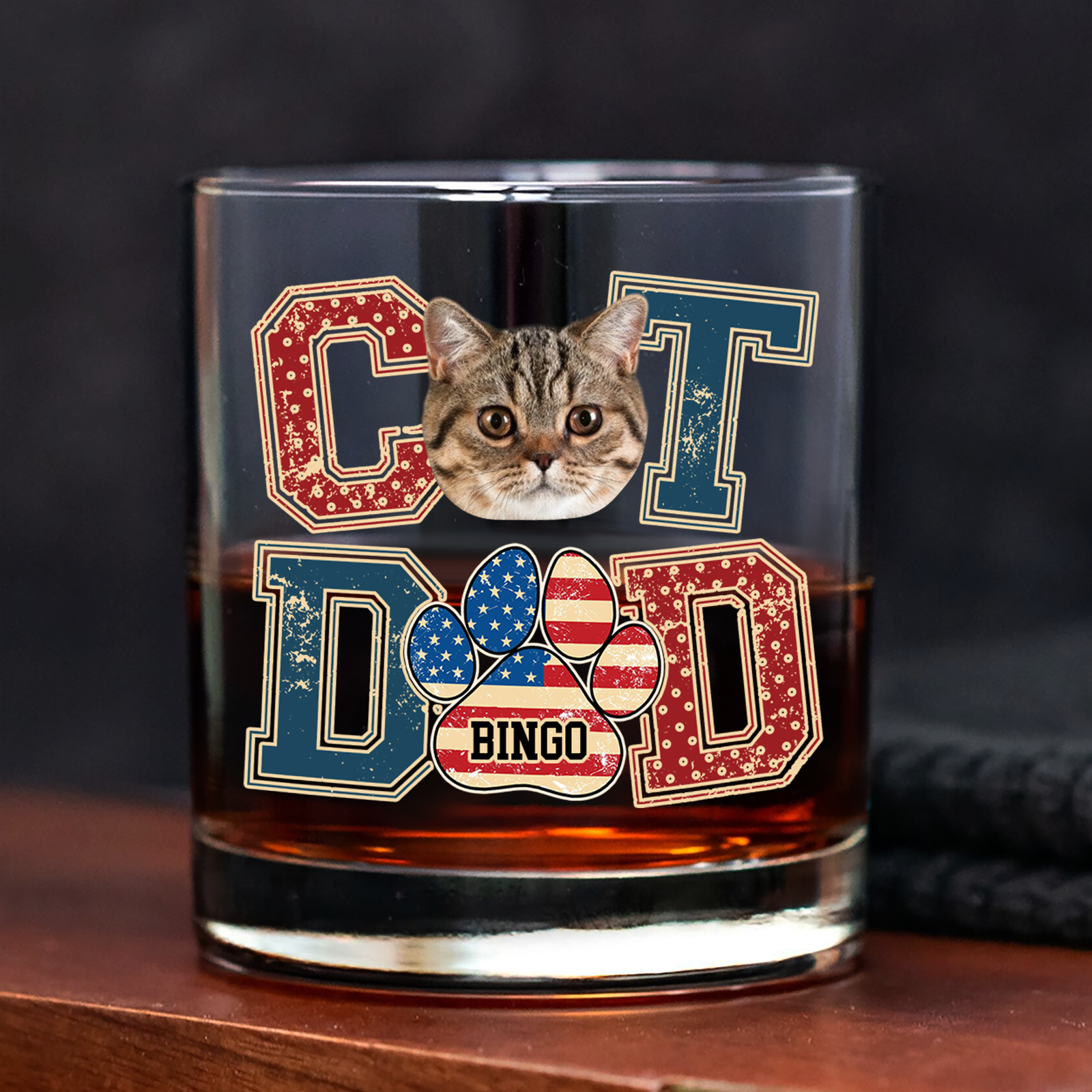 Custom Photo Best Cat Dad Whiskey Glass Gift For Father's Day, Cat Lovers HO82 894038